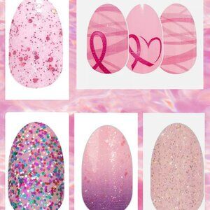Pink Glitter & Shimmer Bundle: (x5 Sets) Light Pink Nail Polish Strips